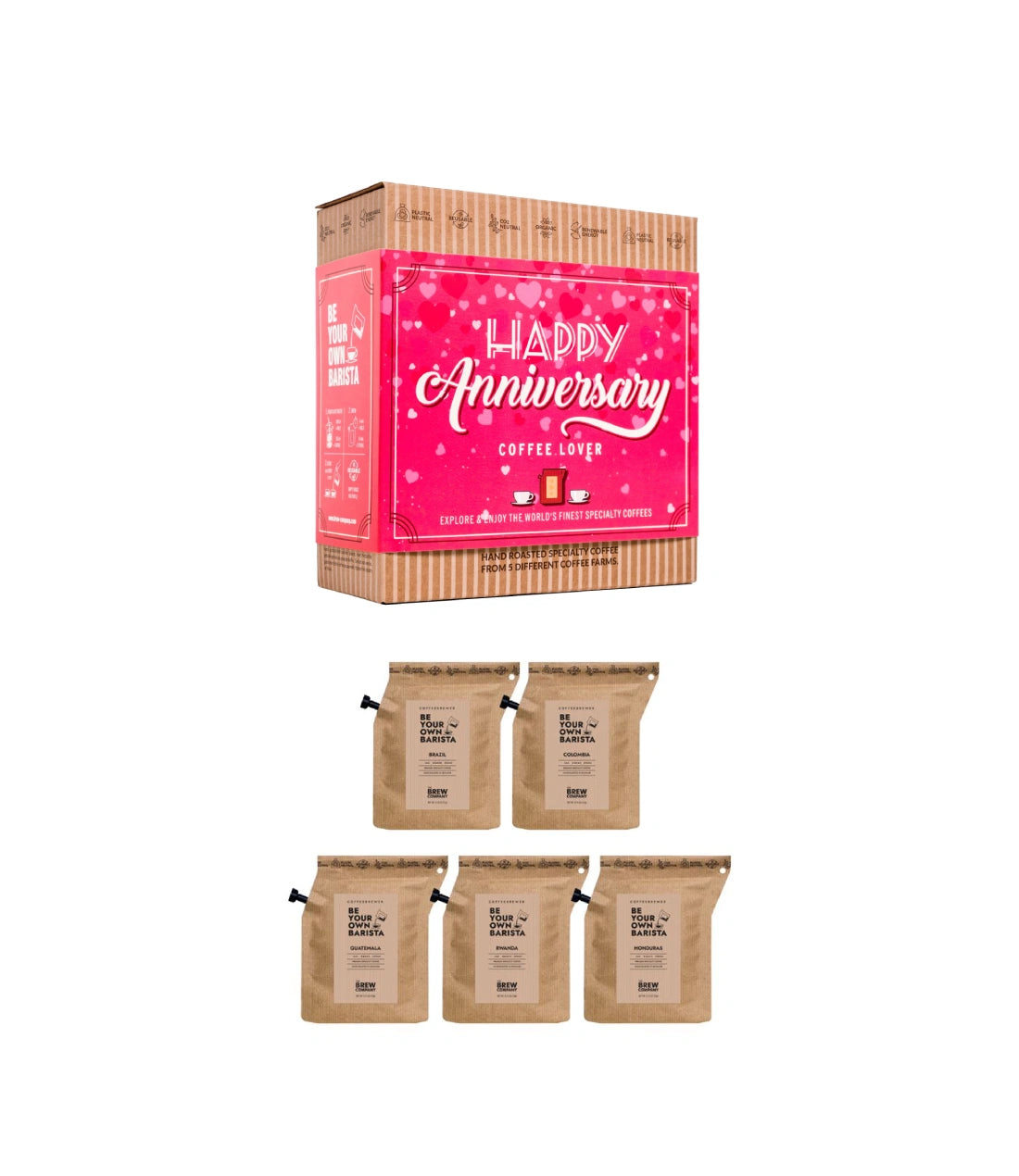 Kavos dovanų rinkinys Coffeebrewer Happy Anniversary (Pink)