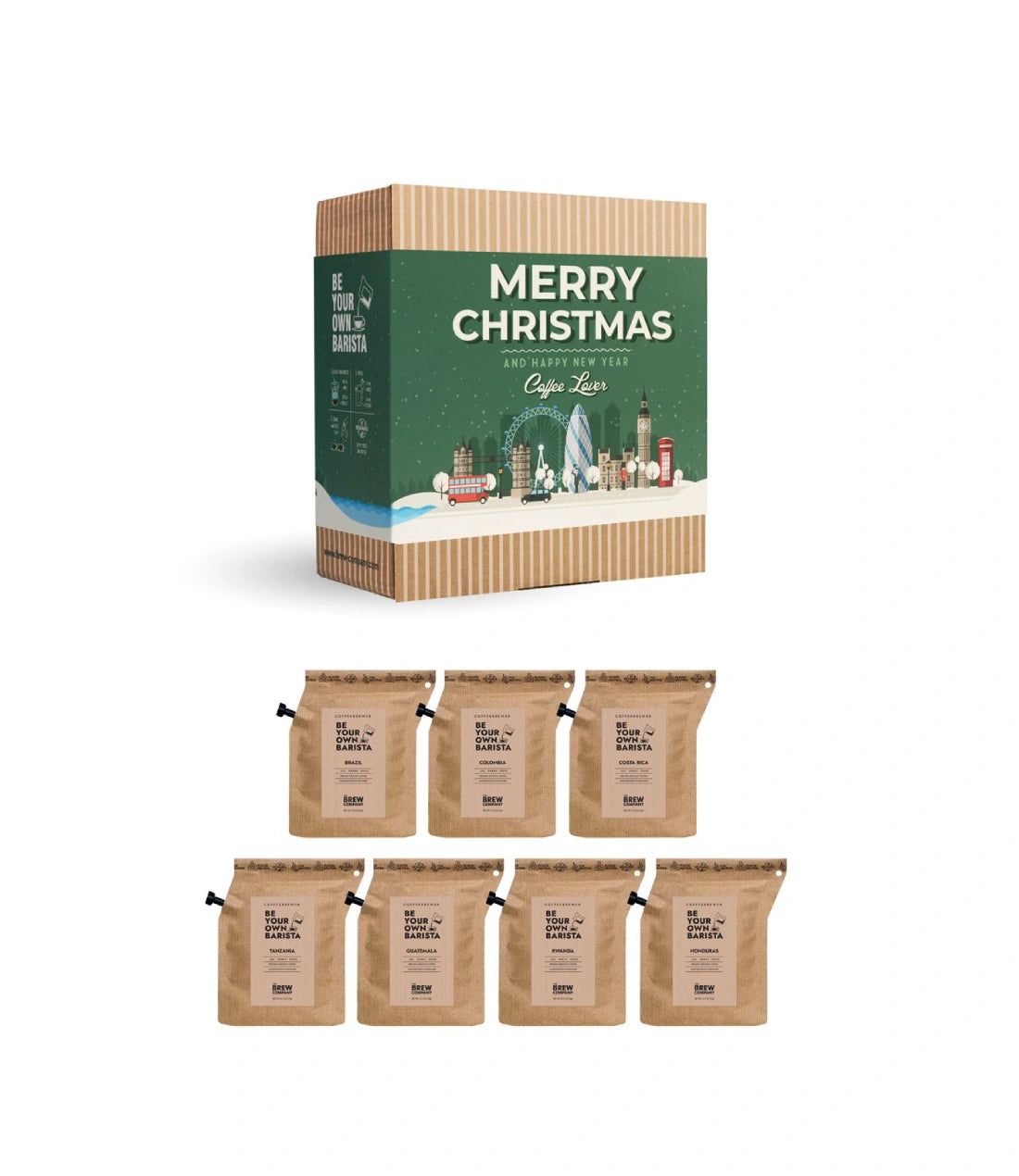 Premium Kalėdinis Kavos dovanų rinkinys Coffeebrewer Merry Christmas Snow