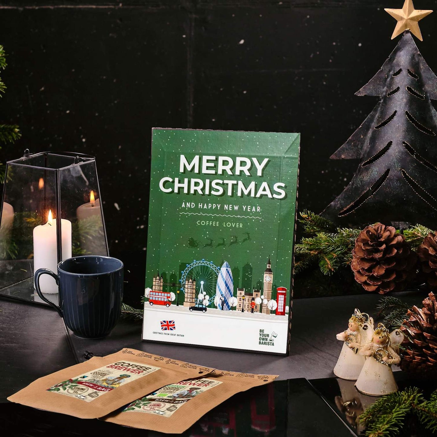 Kalėdinis atvirukas su kava Coffee Card Christmas #8